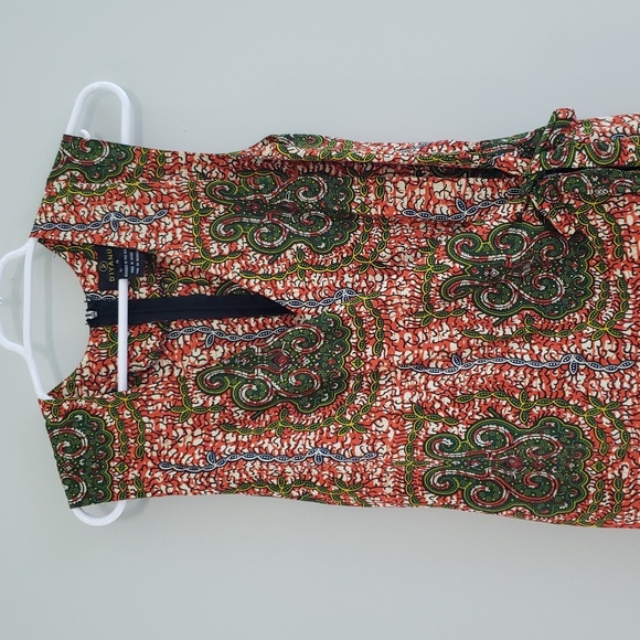 D'iyanu Wrap Romper Shorts Small Orange Green African Print Sleeveless Cotton - Picture 2 of 16